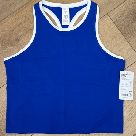 Athleta Tops - NWT Athleta Momentum Seamless High Neck Crop Tank Varsity/White XL